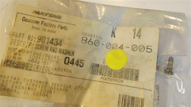 Maytag WHIRLPOOL JENN AIR DISHWASHER 901434 Screw and washer NEW IN BAG Maytag WHIRLPOOL JENN AIR DISHWASHER 901434 Screw and washer NEW IN BAG